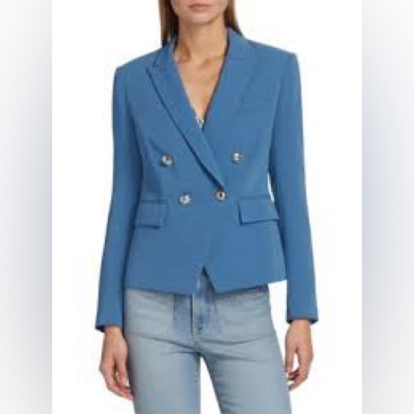 Veronica Beard Gail Dickey Double-Breasted Crepe Jacket Lagoon Blue Sz 8 NWT - Picture 1 of 10